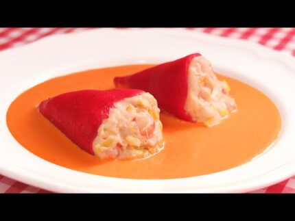 Pimientos rellenos de gambas 🥛🌾🦐